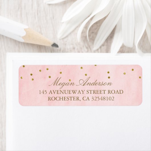 roze gouden Confetti bruiloft Etiket (Insitu)