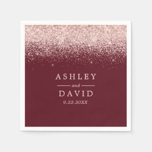 Roze Gouden Confetti Burgundy Moderne Trouw Servet