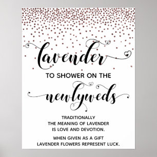 Roze Gouden Confetti Harten Regen met Lavendel Bor Poster