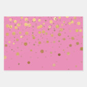 Roze Gouden Confetti Inpakpapier Vel (Voorkant 2)