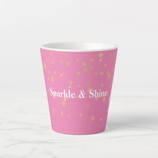 Roze Gouden Confetti Latte Mok (Voorkant)