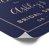 Roze gouden confetti marineblauwe bruidsdouche wel poster (Hoek)