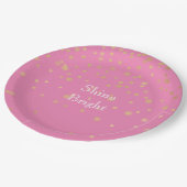 Roze Gouden Confetti Papieren Bordje (Gekanteld)