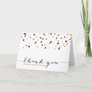 Roze & Gouden Confetti Stippen Bedankkaart