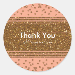 Roze & Gouden Confetti Stippen Feeststickers Ronde Sticker