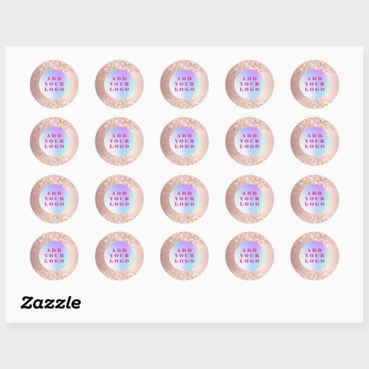 Roze gouden confetti zakelijk logo ronde sticker (Vel)
