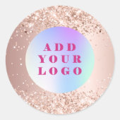 Roze gouden confetti zakelijk logo ronde sticker (Voorkant)