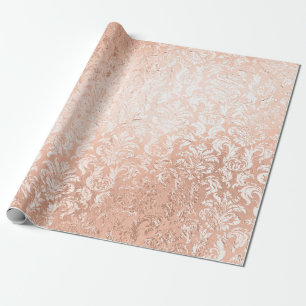 Roze Gouden Damast Cadeaupapier