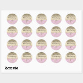 Roze & Gouden Damast doopsel Sticker (Vel)