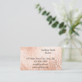Roze Gouden Damast Elegant Schrift Visitekaartje (Staand voorkant)