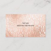 Roze Gouden Damast Elegant Schrift Visitekaartje (Achterkant)