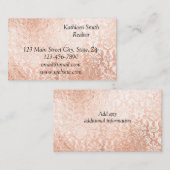Roze Gouden Damast Elegant Schrift Visitekaartje (Voorkant / Achterkant)