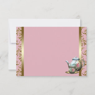 Roze Gouden Damast Theekopje Recept Kaarten