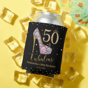 Roze gouden diamant 50 en fantastische 50e verjaar blikjeskoeler