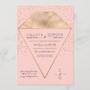 Roze Gouden Diamant Confetti Glitter Verloving Kaart
