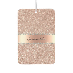 Roze Gouden Diamant Glitter Bling Monogram Luchtverfrisser
