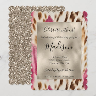 Roze Gouden Dierenprint Glitz Stijlvolle Glitter Kaart