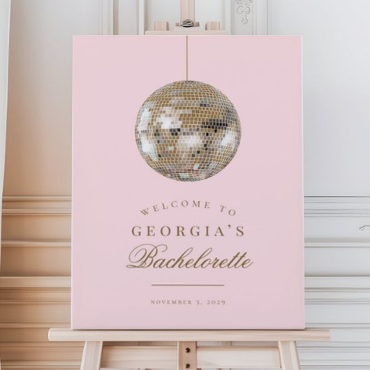 Roze Gouden Disco Bal Bachelorette Welkomstbord Poster