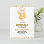 Roze gouden dreamcatcher slaapfeest uitnodiging (Staand voorkant)