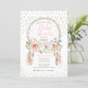 Roze Gouden Droomvanger Boho Uitnodiging