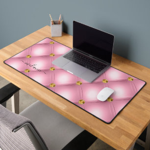Roze Gouden Edelsteen Tufted Desk Mat en aangepast