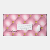 Roze Gouden Edelsteen Tufted Desk Mat en aangepast (Keyboard & Muis)