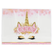 Roze Gouden Eenhoorn Baby shower Groot Cadeauzakje (Achterkant)