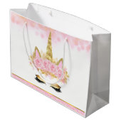 Roze Gouden Eenhoorn Baby shower Groot Cadeauzakje (Achterkant Gekanteld)