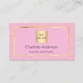 Roze gouden elegante logo moderne QR-code Visitekaartje (Voorkant)