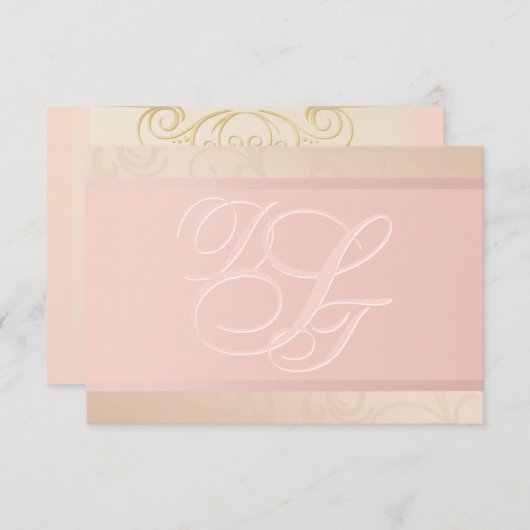 Roze Gouden en Blush Monogram Bedankt Kaarten (Voorkant / Achterkant)