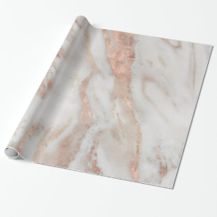 Roze-gouden en grijze namaak marmer textuur cadeaupapier