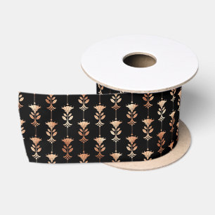Roze Gouden en Zwarte Bloemrijke Art Deco Patroon Lint
