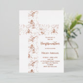roze gouden engelen patroon kruis Bevestiging Folie Uitnodiging (Staand Voorkant)