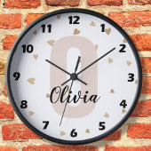 Roze Gouden Esthetische Monogram Naam met Harten Grote Klok