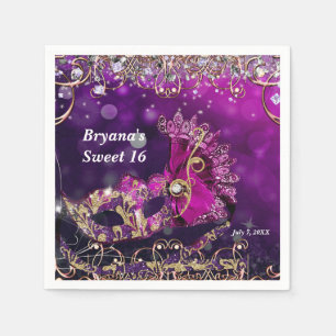 Roze & Gouden Feestkostuum Maskerade Masker Verjaa Servetten