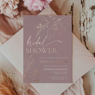 Roze Gouden Folie Bruids Douche Uitnodiging
