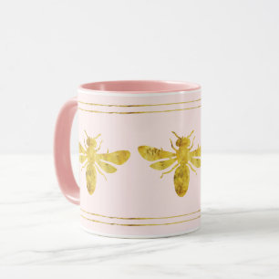 Roze Gouden Folie Bumble Bee Mok