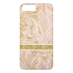  Roze Gouden Folie Glitter Gemarmerde Patroonkunst iPhone 8 Plus / 7 Plus Hoesje