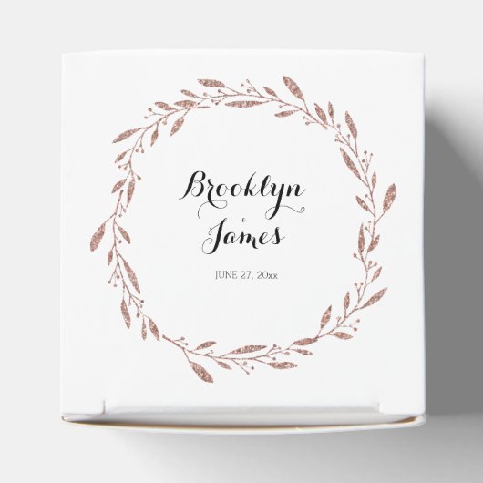 Roze Gouden Folie Trouw Favoriet Dozen Bloemenkran Bedankdoosjes (Bovenkant)