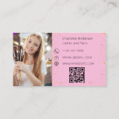 Roze gouden foto logo moderne QR-code Visitekaartje (Achterkant)
