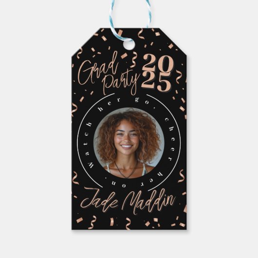 Roze Gouden Fotontwerp Havo- Afstudeerproject Cadeaulabel (Voorkant)