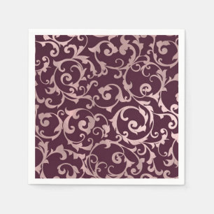 Roze Gouden Frambozenwijn Moderne Elegante Bruilof Servet