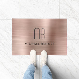 Roze Gouden Geborsteld Metalen Monogram Deurmat
