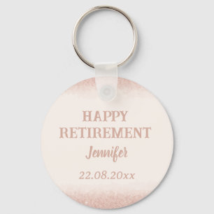 Roze Gouden Gelukkig Met Pensioen Sleutelhanger