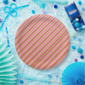 Roze & Gouden Gestreepte Papieren Borden Papieren Bordje (Feest)