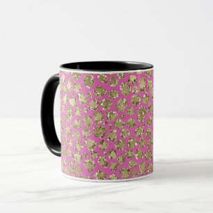 Roze Gouden Glam Glitter Luipaard Mok