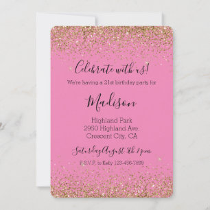 Roze Gouden Glam Glitzy Sparkle Glitter Kaart