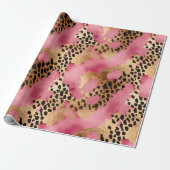 Roze Gouden Glam Luipaard Cadeaupapier (Uitgerold)