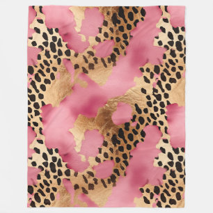 Roze Gouden Glam Luipaard Fleece Deken