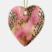 Roze Gouden Glam Luipaard Keramisch Ornament (Links)